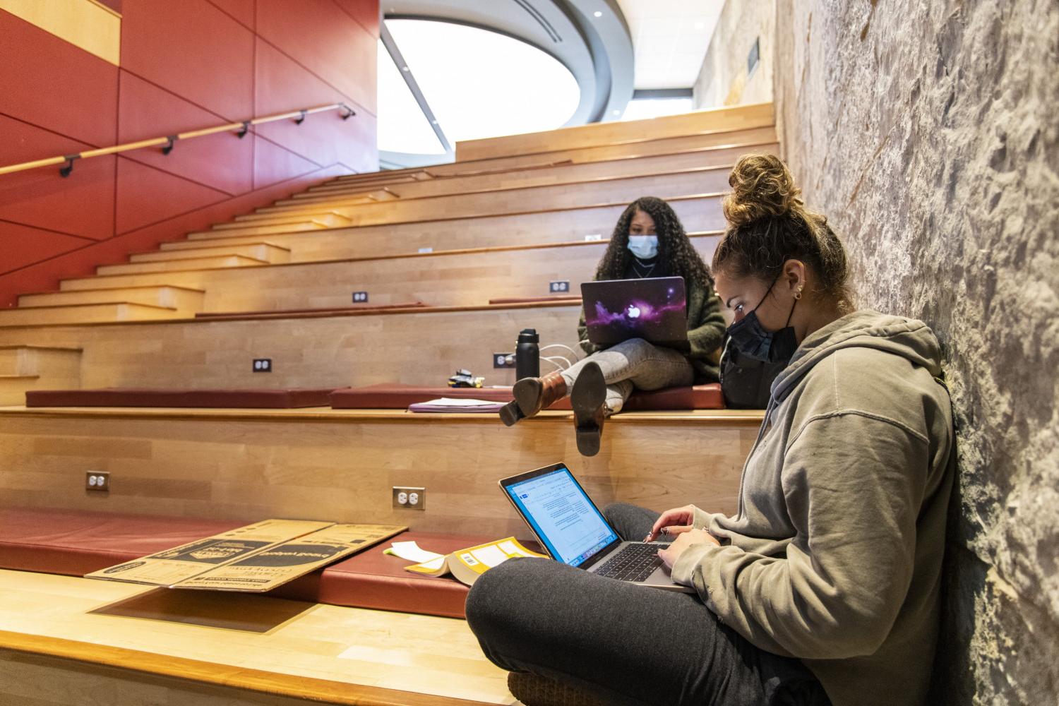 The stepped theatre in the Science Center is another favorite study spot.